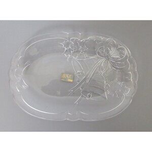 MIKASA Crystal Christmas Holiday Bells Oblong Plate 10.25"  RC197/349 NEW GIFT!